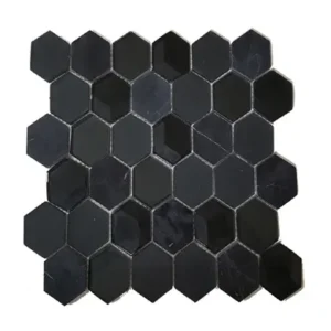 Mono Serra Mosaic Glass Mosaics Hexagon Black Glossy 10" x 12"