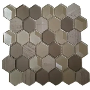 Mono Serra Mosaic Glass Mosaics Hexagon Pearl Glossy 10" x 12"