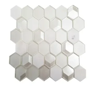 Mono Serra Mosaic Glass Mosaics Hexagon White Glossy 10" x 12"