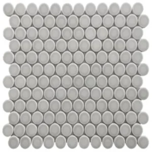 Mono Serra Mosaic Mosaics Light Gris Penny Round Glossy 12" x 12"