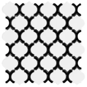 Mono Serra Mosaic Mosaics White & Black Glossy 12" x 12"