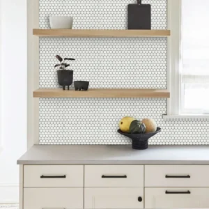 Mono Serra Mosaic Mosaics White Penny Round Glossy 12" x 12"