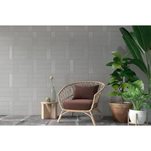 Mono Serra Wall Tiles Structures Grey Glossy 4" x 12"