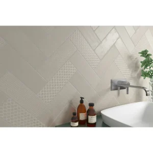 Mono Serra Wall Tiles Structures Taupe Glossy 4" x 12"