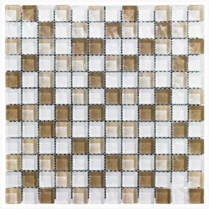 Mono Serra Mosaic Glass Mosaics Brown White Stone Glossy 12" x 12"