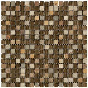 Mono Serra Mosaic Glass Mosaics Combo Brown Multi-finish 12" x 12"