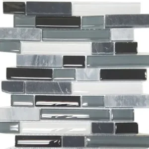 Mono Serra Mosaic Glass Mosaics Roccia Nero Glossy 12" x 12"