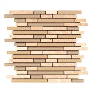 Mono Serra Mosaic Glass Mosaics Travertino Stone Frosted 12" x 12"