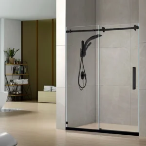 48in ROC Sliding Shower Door in Matte Black