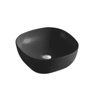 Black 16in Vessel Sink, Square with Round Edges