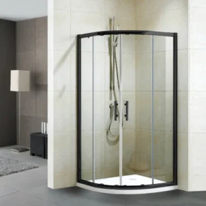 RIO 36 inch Round Corner Shower Door in Matte Black