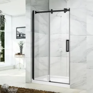 ROYAL Matte Black Sliding Shower Door with Clear Glass