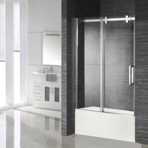 RUSE Sliding Shower Door for Bathtub with Interior and Exterior Handle