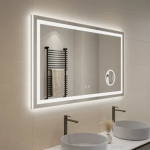 Rectangular LED Mirror with magnifying mirror