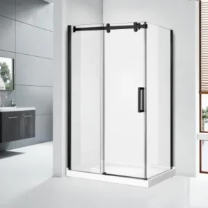 Royal Matte Black Sliding Shower Door with Side Panel