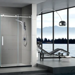Sliding Shower Door in Chrome with Side Panel