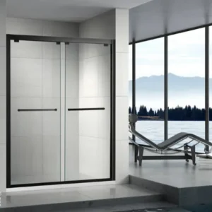 Sliding Shower Door with Frame in Matte Black