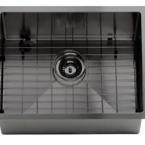 23in Black Nano Stainless Steel Sink, 16 gauge with Grill