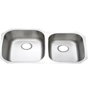 32 in Round Offset Double Bowl Kitchen Sink (50/50)