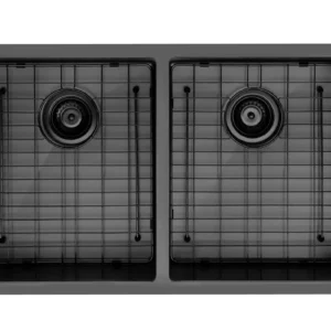 32 inch Black Double Stainless Steel Sink (50/50), 16 gauge with Grills