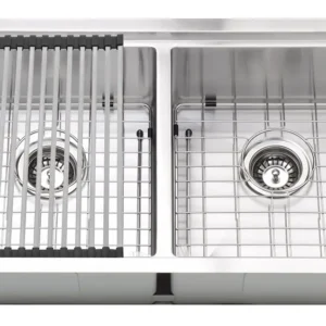 32in Stainless Steel Ledge Double Bowl Kitchen Sink (50/50)