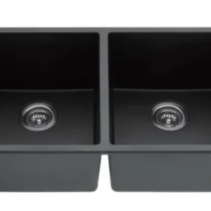 32x18 Double Kitchen Sink in ANTHRACITE Black Granite Composite 50/50
