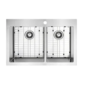 33 in Stainless Steel Double Bowl Kitchen Sink (60/40), Topmount/Undermount with Faucet Hole