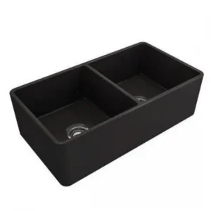 33x19 Apron Farmhouse Double Kitchen Sink in Black Granite Composite 50/50