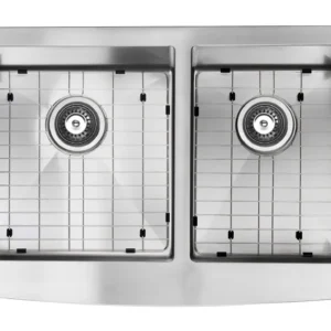 33x20in Farmhouse Apron-Front Stainless Steel, Double Bowl Kitchen Sink (60/40)