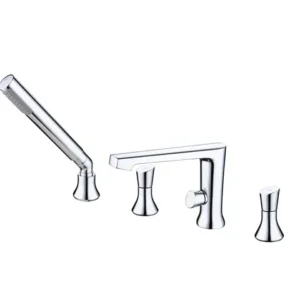 Bathtub Faucet 4 holes with Hand Shower in Chrome in Chrome