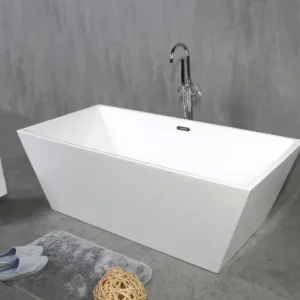 Freestanding Bathtub, Square with Slotted Overflow