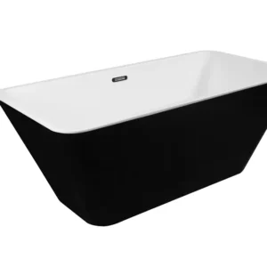 Freestanding Glossy Black Rectangular Tub