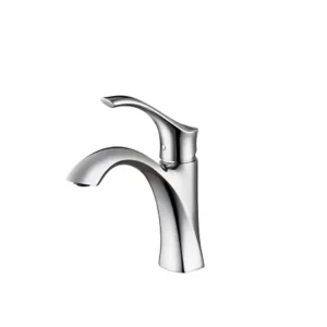 One Hole Vanity Faucet with Curved Spout and Handle
