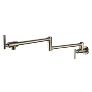 Pot filler faucet for kitchen in brushed nickel