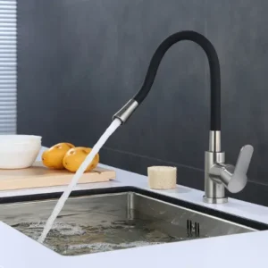 Single Handle Faucet for Small Kitchen with Flexible Black Silicone
