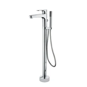 Single Handle Freestanding Tub Faucet with Hand Shower in Chrome