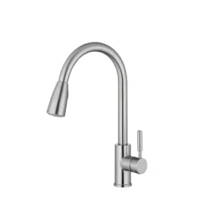 Single Handle Pull Down Kitchen Faucet in Brushed Nickel